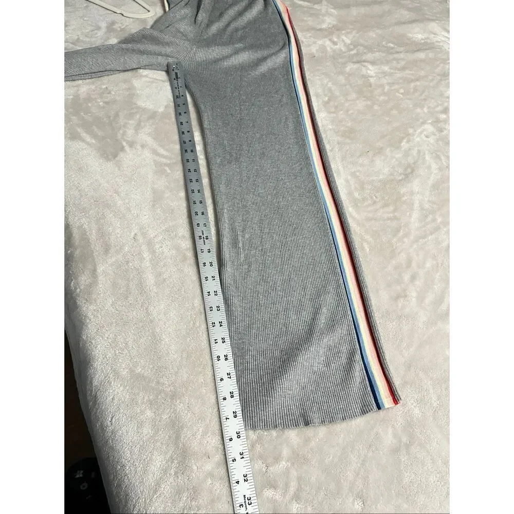 Spiritual Gangster womans gray ribbed rainbow track jumpsuit sleeveless Medium